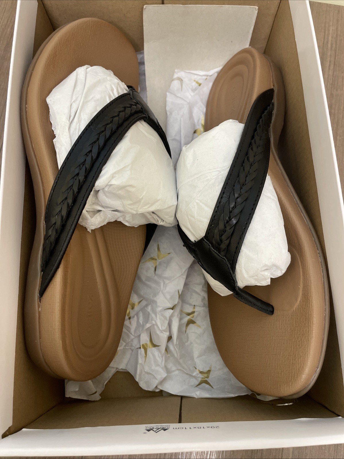Aetrex Black Woven Thong Sandals Emmy AE680 NIB Size 7