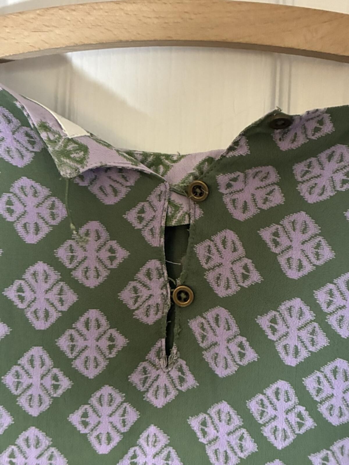 White Stuff, Green and Lilac, Print, Long Sleeve, Blouse, Size M.