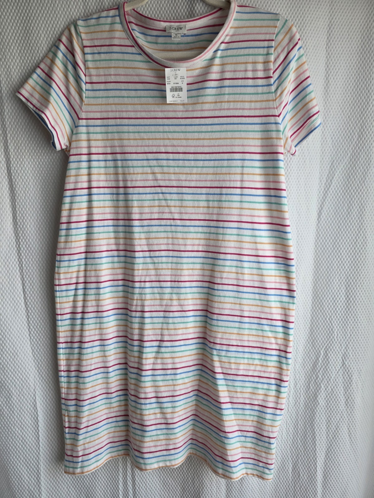 J. Crew Woman’s White Dress with Multicolor Stripes Size M