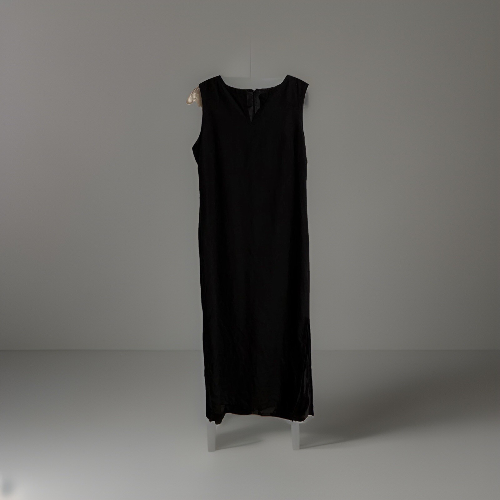 Talbots Black Maxi Dress Size 12 Irish Linen Career Sustainable Chic Luxury