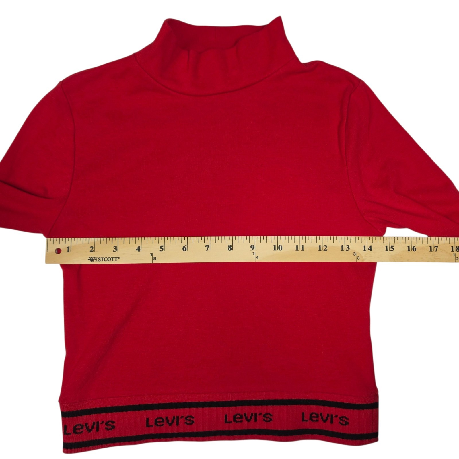 Levi’s Levi’s Women’s Red Mock Neck Crop Top XS Long Sleeve Stretch Shirt