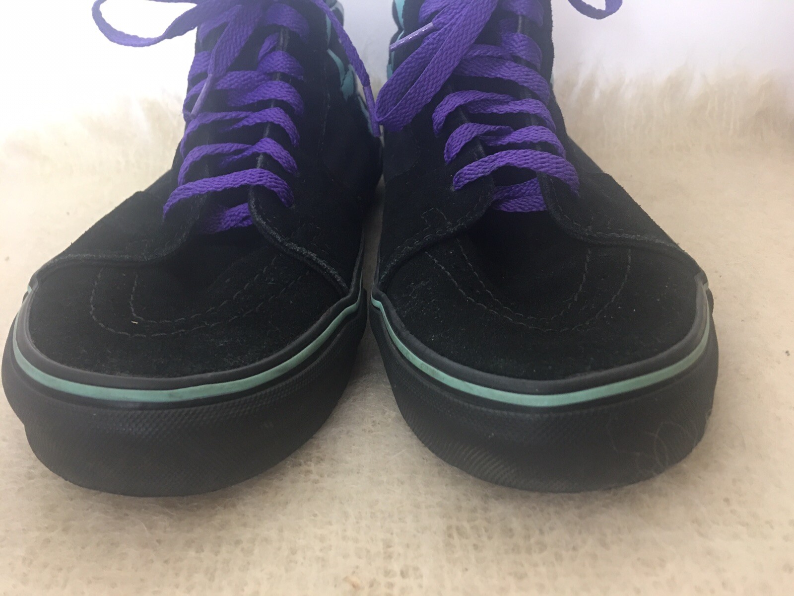 Vans Worlds Skulls Skateboard Shoes US Sz Men 8 Women 9.5 TB40 Black Purple
