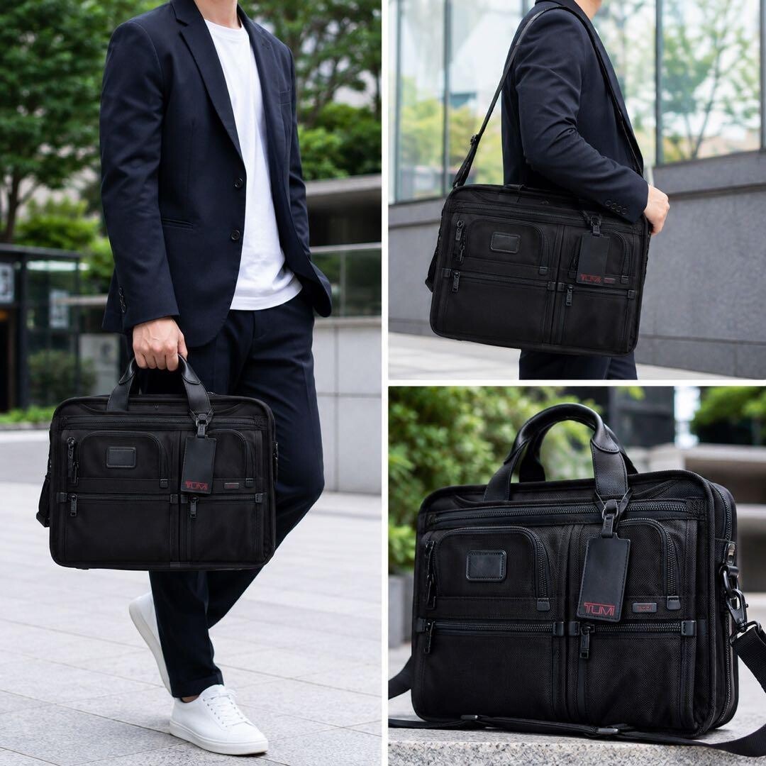 TUMI Alpha 26141DH Expandable 2Way Business Briefcase Black Laptop Bag Authentic