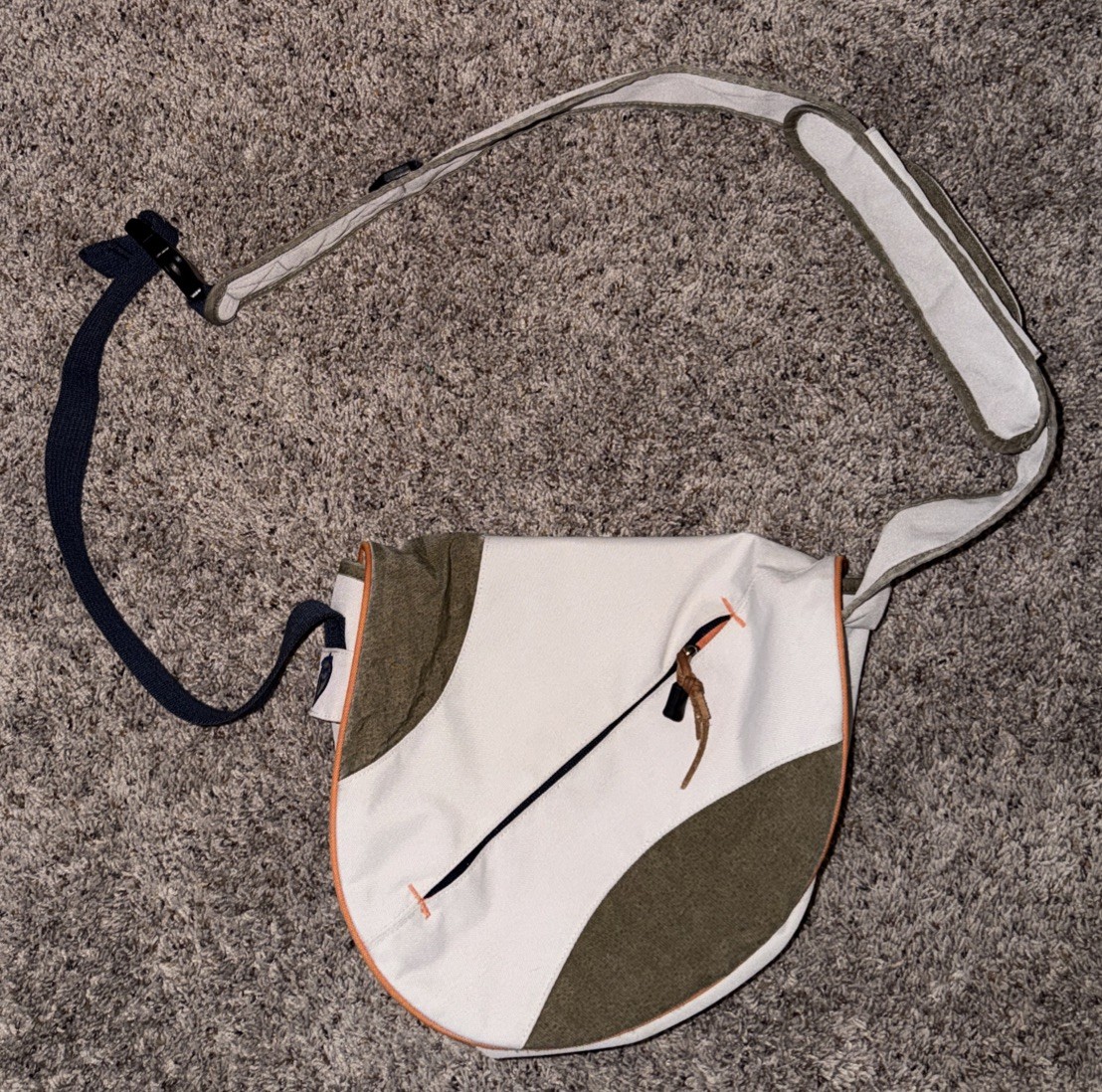 Life Is Good Smile Sling Beige Adjustable Strap Crossbody Messenger Shoulder bag