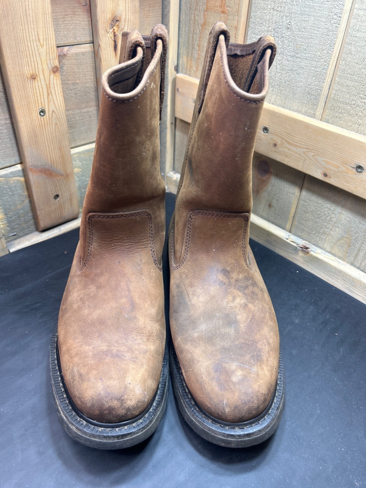 Wolverine Wellington Pull On Leather Work Boots W04727 Mens 9 M UK 8 EU 42 Brown