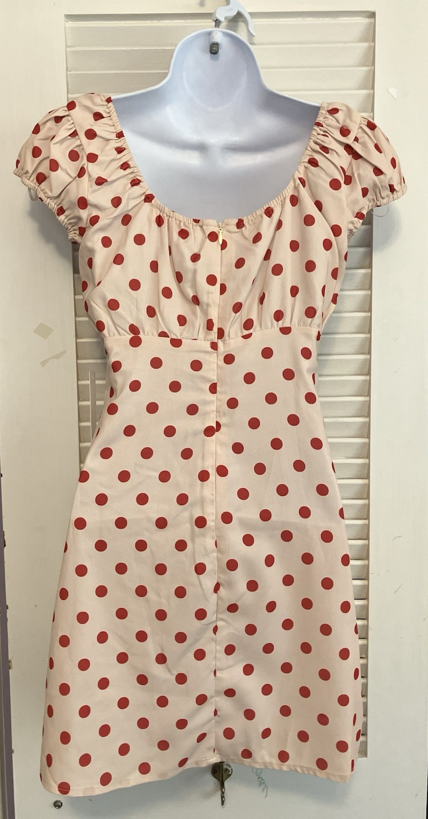 NWT’s LISA SAYS GAH THE SUZY DRESS Polka Dot Beige/Red Mini Designer SZ XS