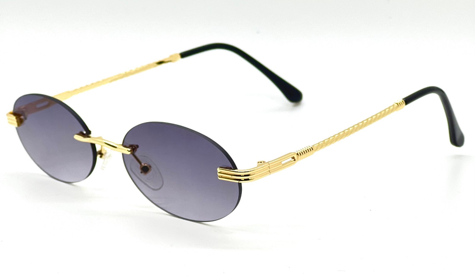Vintage Gold Frame Rimless Luxury Men’s Hip Hop Clear Lens Retro Fashion Glasses