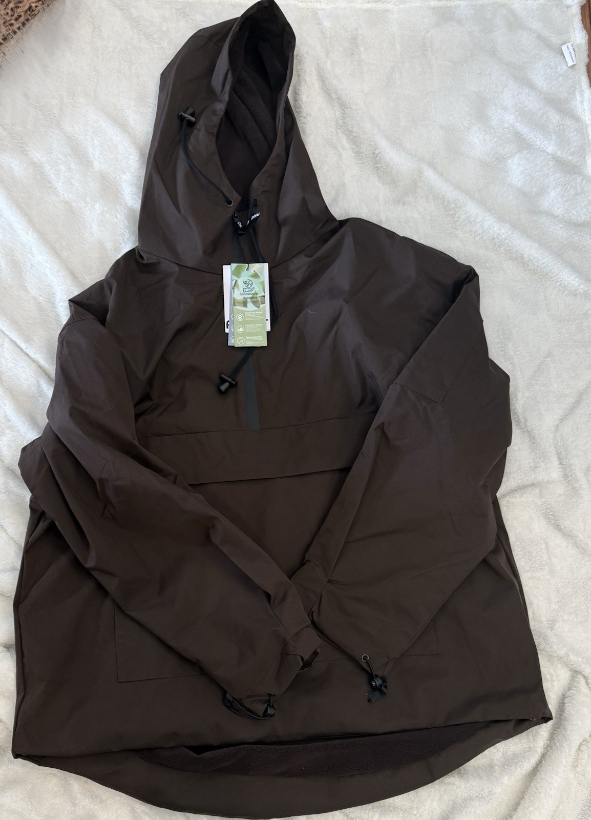 Puffit STM-TEX Waterproof Oversized Fall, Half Zip Rain Jacket – Fleece Lined
