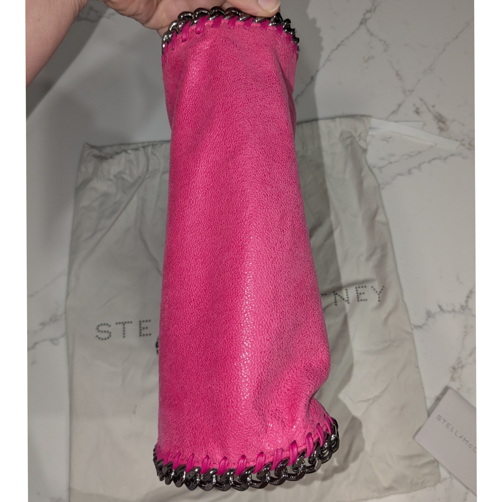 Stella McCartney Falabella Mini Tote Bag In Fuchsia Shaggy Deer Authentic NEW