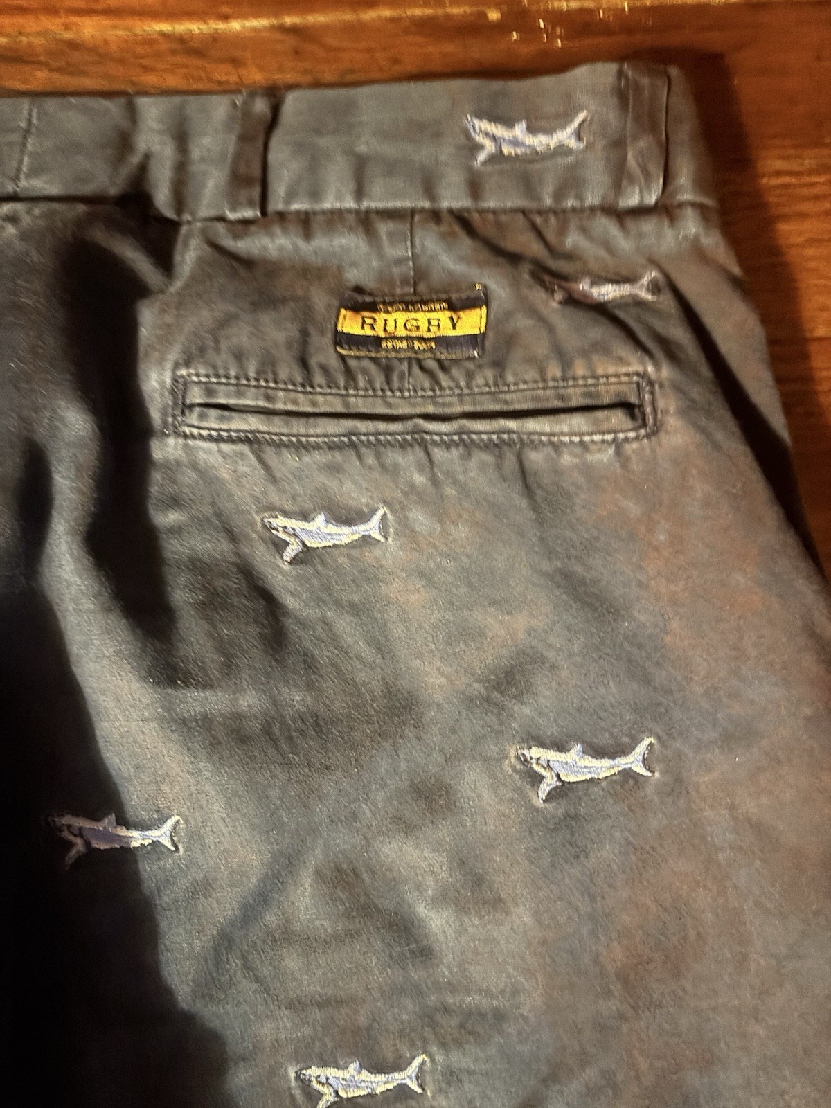 Ralph Lauren Rugby Men’s Navy Shark Embroidered Chino Pants Size 32×34