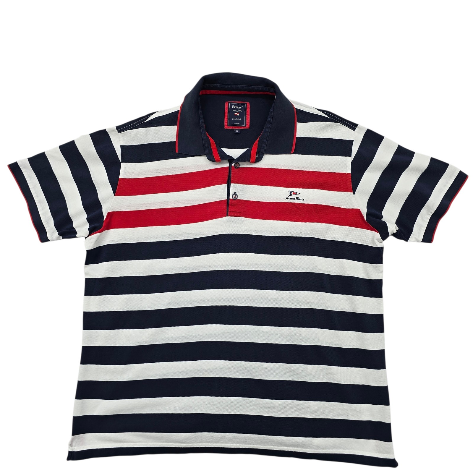Armas Royal Club Men’s Navy Striped Polo XL Collared