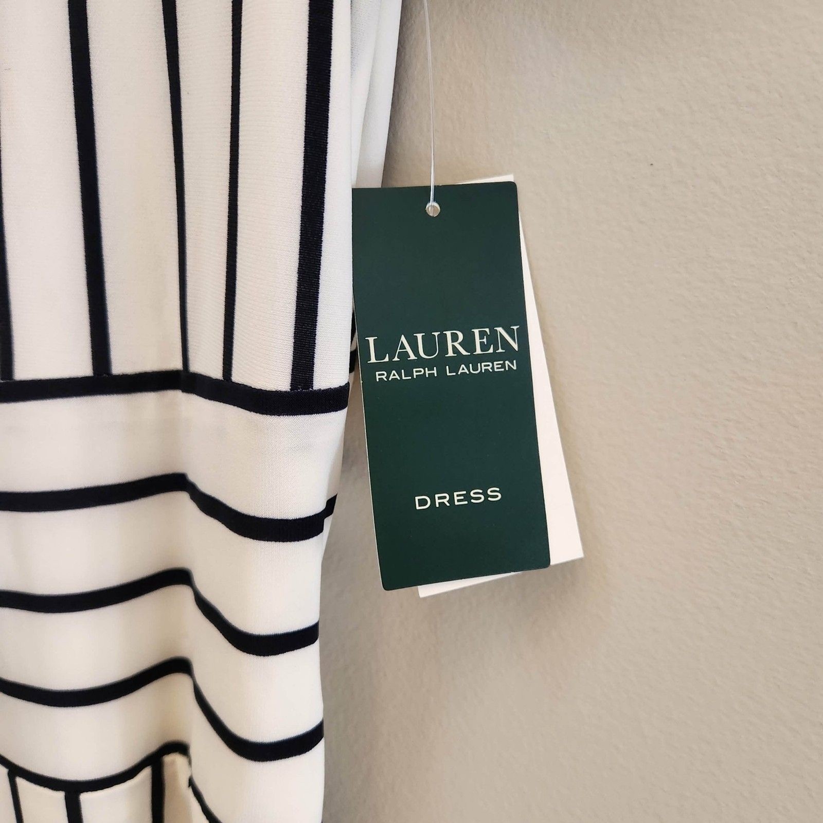 Ralph Lauren Striped Jersey Dress Navy Midi NWT $125 MSRP Nautical Old Money