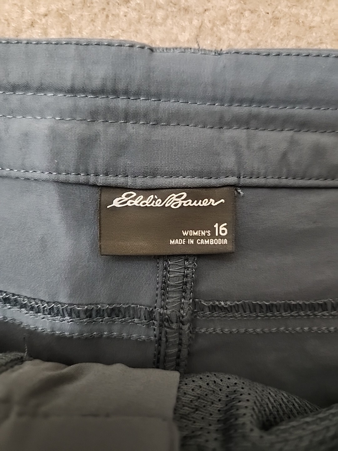 Eddie Bauer Tech Capri Pants Womens 16 Blue Nylon Stretch Hiking UPF 50+
