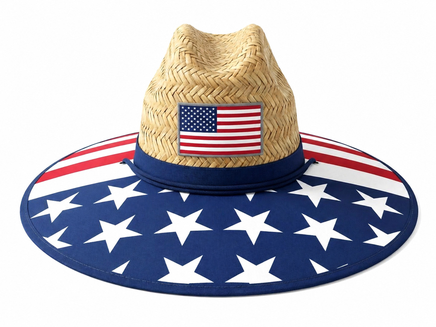 Men’s Wide Brim Straw Lifeguard Beach Hat, Various Patterns, 16.5″ Brim, Outdoor