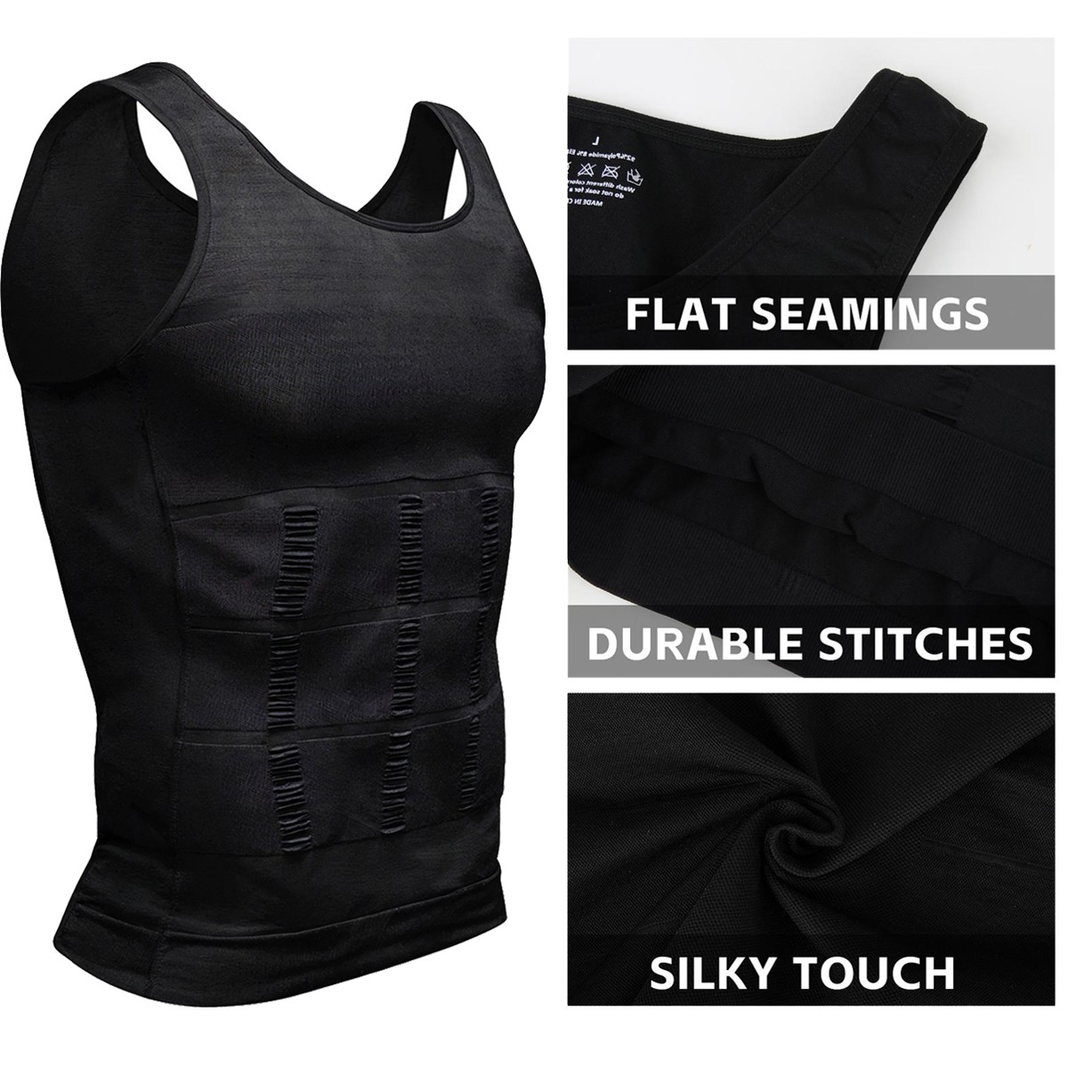 3 Pack Men Tummy Control Gynecomastia Compression Slim Body Shaper Sports Shirt