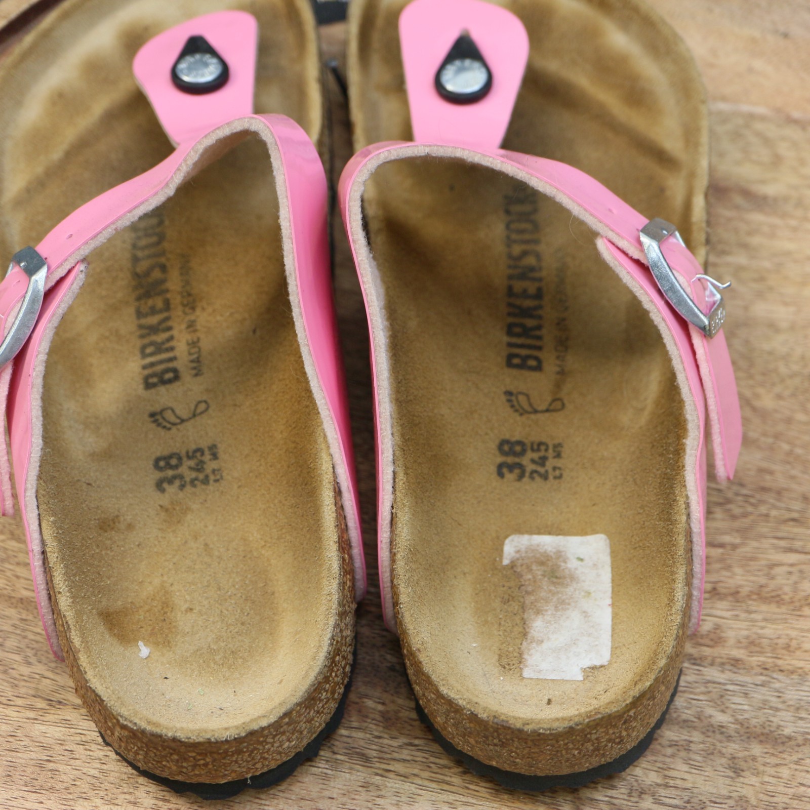 Birkenstock Gizeh Pink Patent Birko Flor Thong Sandals Womens Size 38 US 7 Reg.