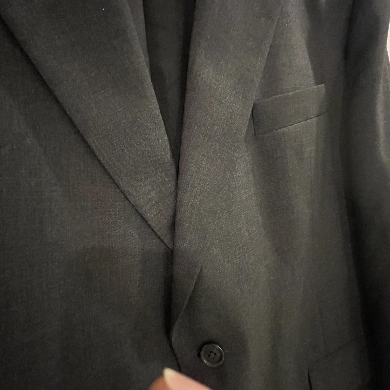 Stafford Essentials Blazer Sport Coat Mens 46R Gray Wool 2 Button Notch Lapel