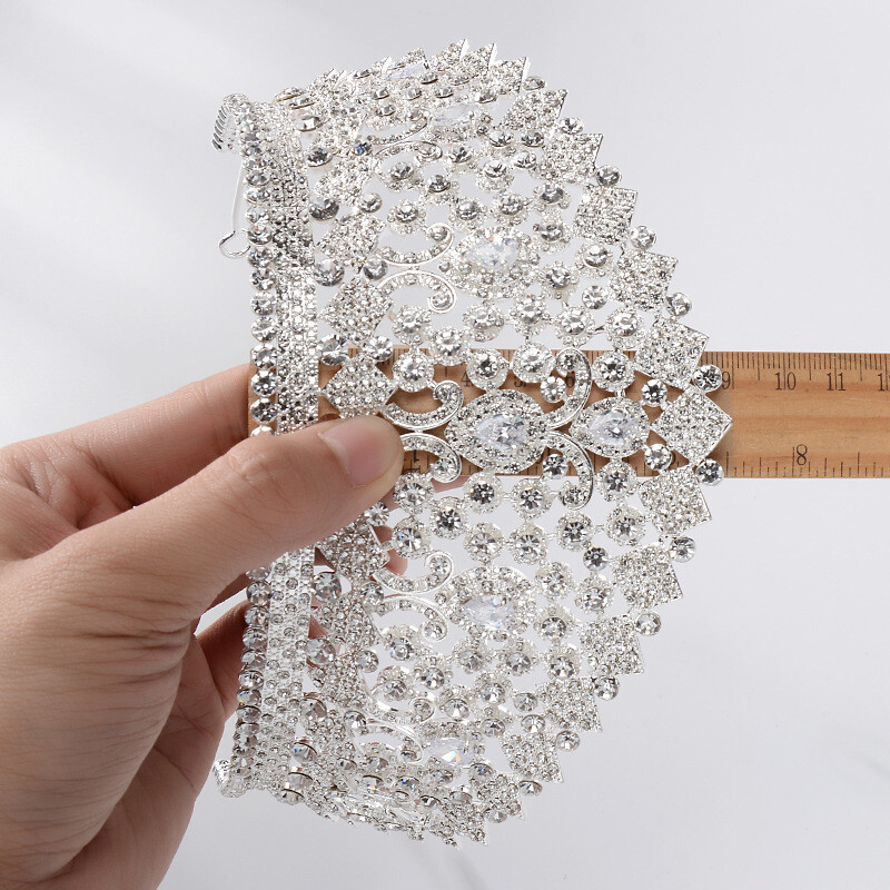 9cm Tall Large Crystal Wedding Bridal Queen Princess Prom Tiara Crown For Women