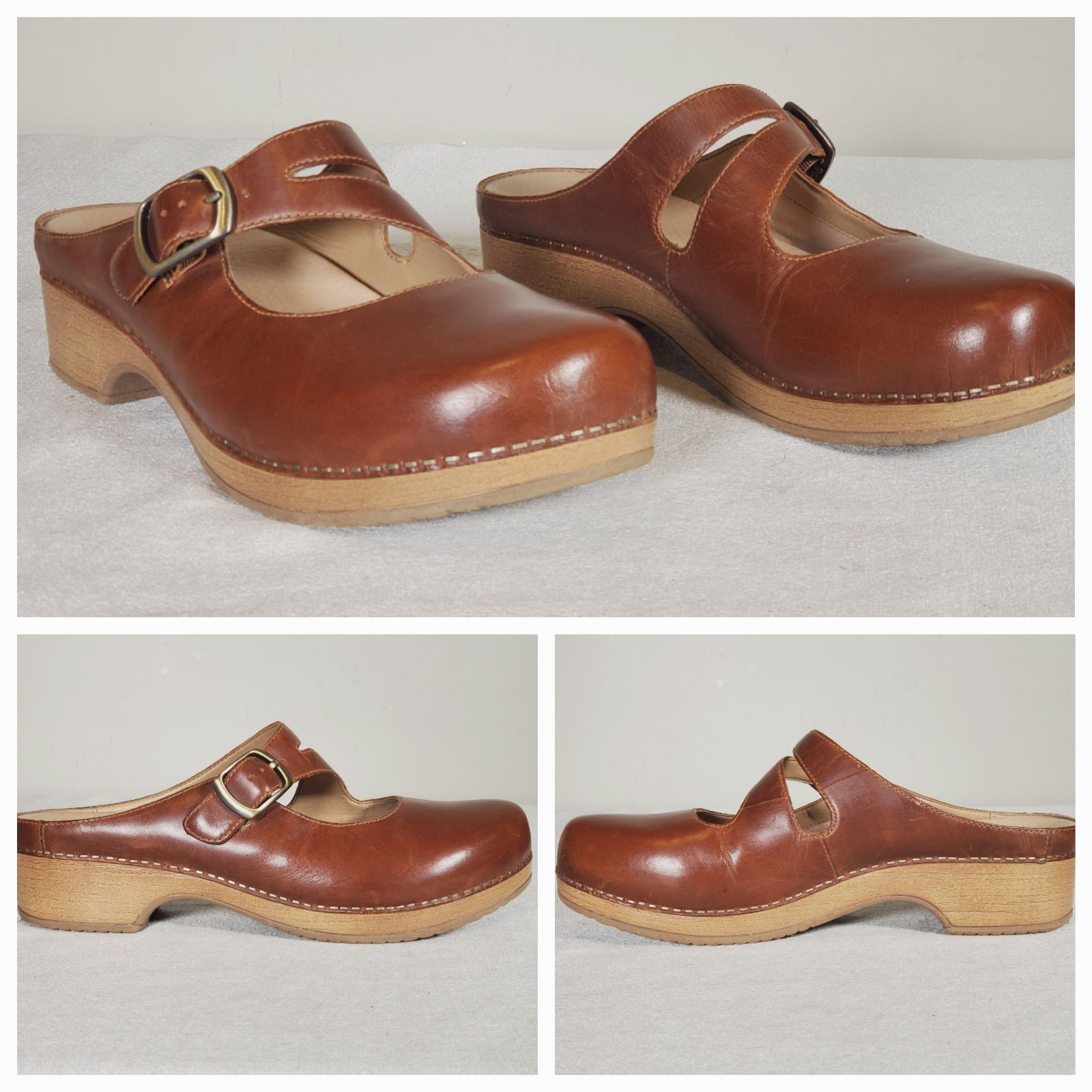 Dansko Britney Oiled Pull Up Tan Clogs Leather Strap Women’s US 10.5 – 11 EU 41