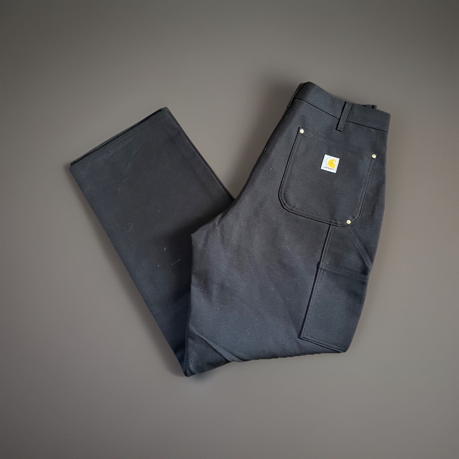 NWT Carhartt Mens 36×34 Loose Fit Firm Duck Double Knee Black Utility Work READ
