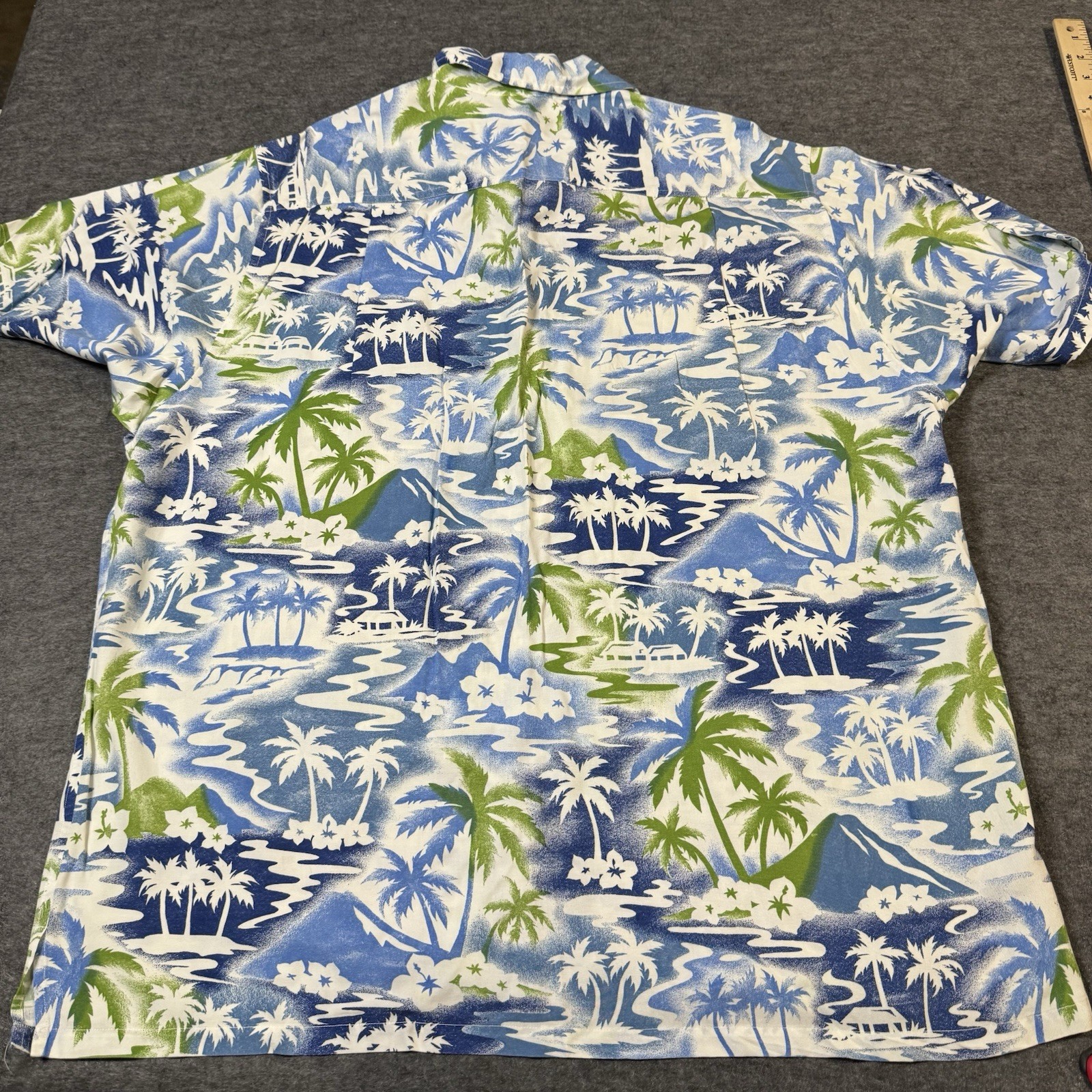 Vintage Nautica 100% Rayon Hawaiian Palm Tree Button Shirt Mens L Aloha Retro