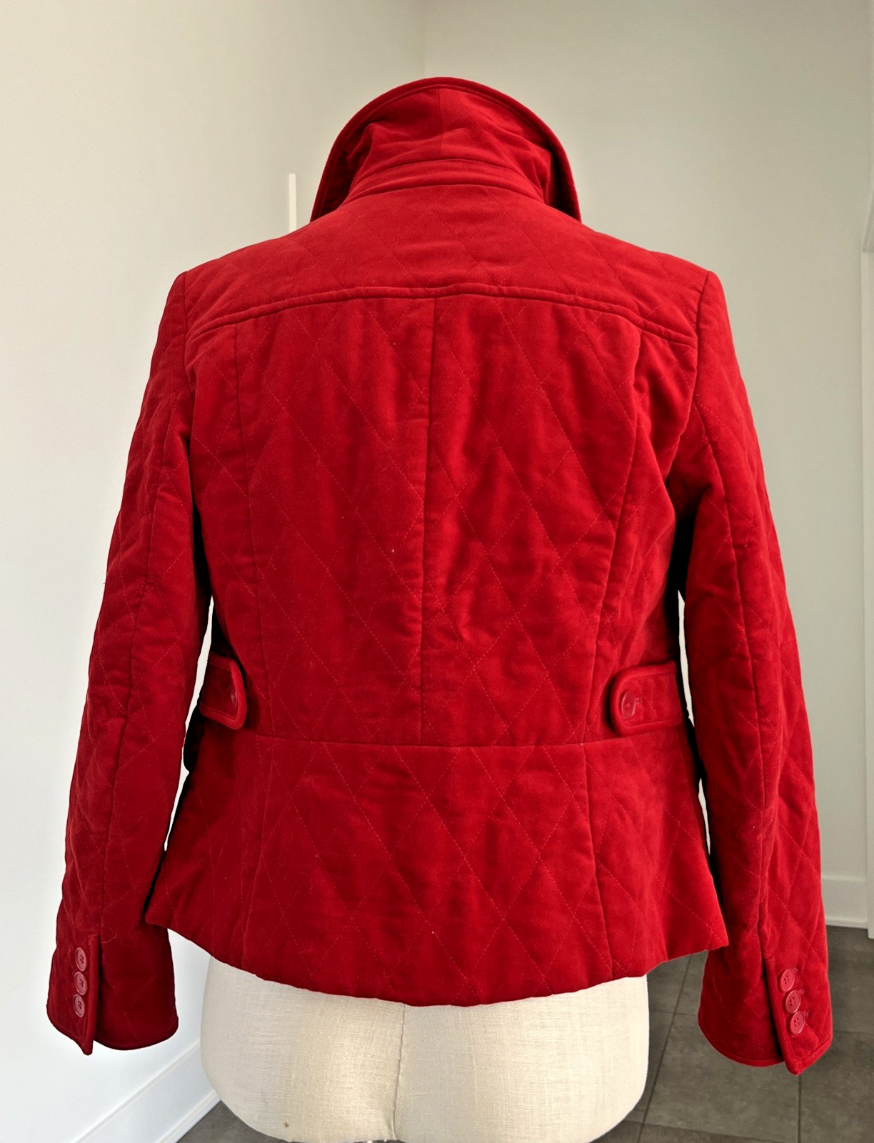 Talbots Red Cotton Velvet Jacket sz 6 Quilted Button Close EUC!