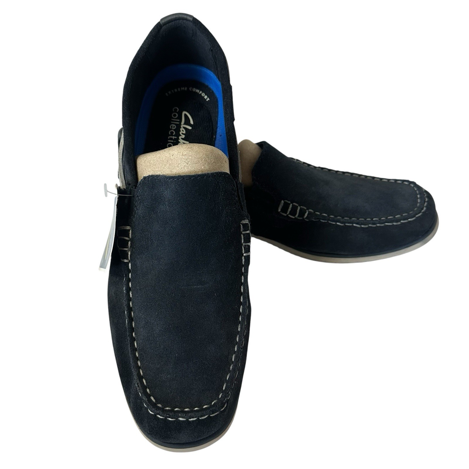 Clarks Collection Men’s Blue Suede Slip-On Loafers Comfort Square Toe US 10