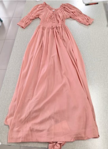 Doen Women’s Ischia in Pink Ruffle Smocked Cotton & Viscose Long Maxi Dress