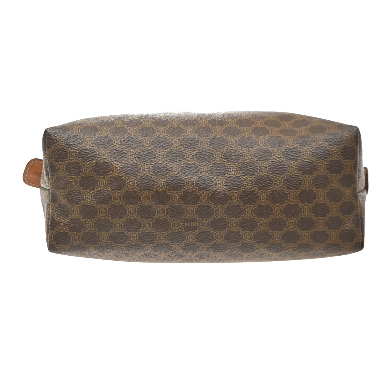 CELINE Logo Macadam Pattern Pouch PVC Leather Brown GHW Italy 01MA729