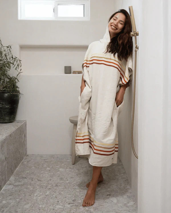 Sand Cloud Organic Classic Stripe Poncho Natural NWT One Size Beach Summer E