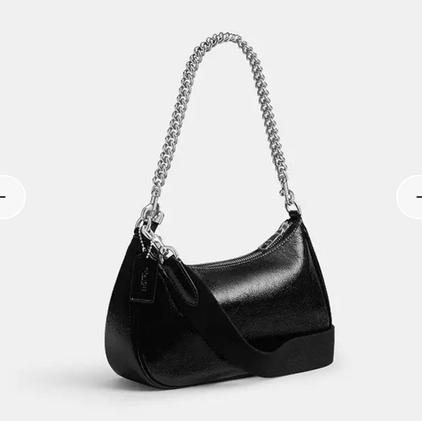 Coach Teri Shoulder Purse With Pouch In Leather Silver Black NWOT CCD78 Sold Out