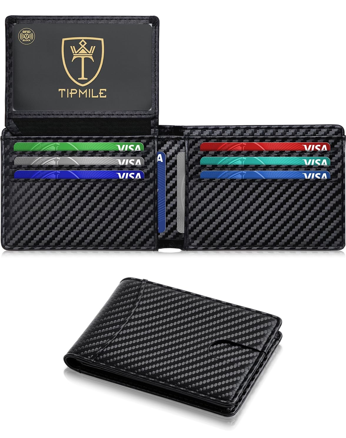 Tipmile Wallet for Men Slim RFID Blocking 4.3 x 3.15 x 0.6 inches, Black
