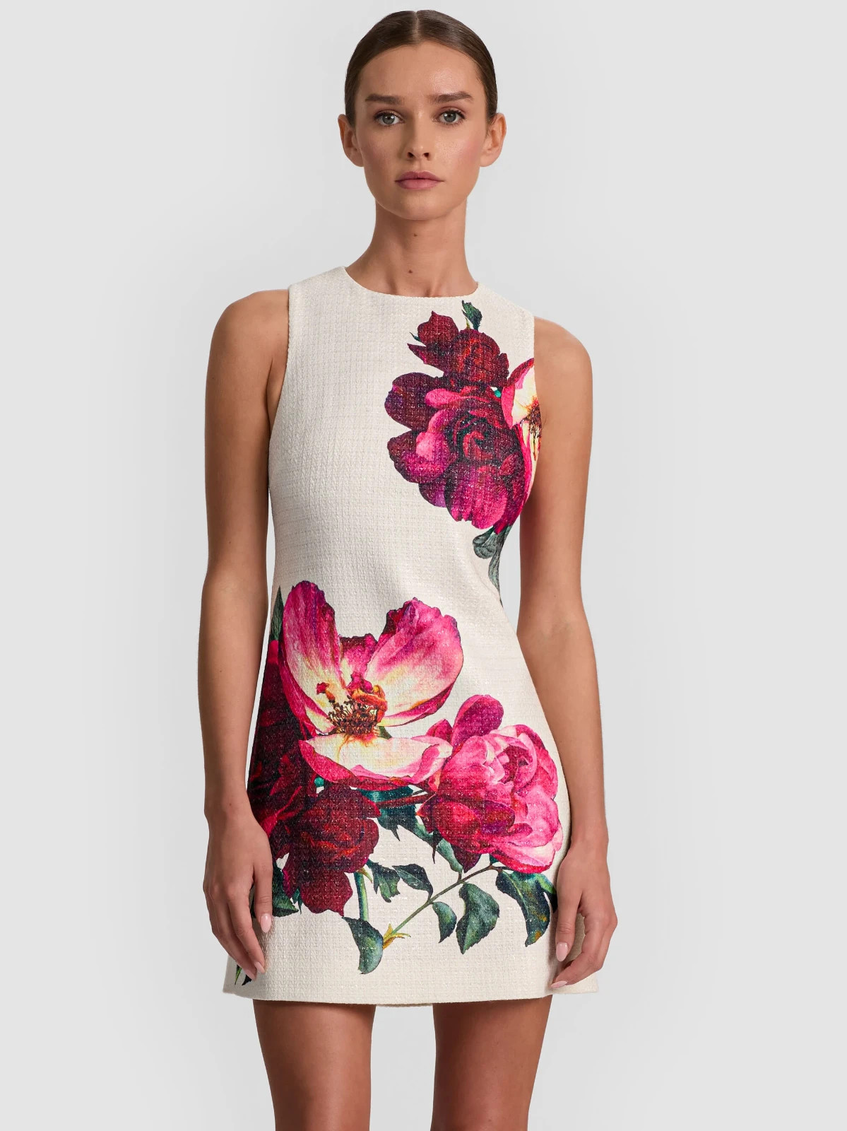 ALICE &OLIVIA (6)CLYDE PLACED FLORAL TWEED EMPRESS BLOOM MINI DRESS NWTMSRP$440