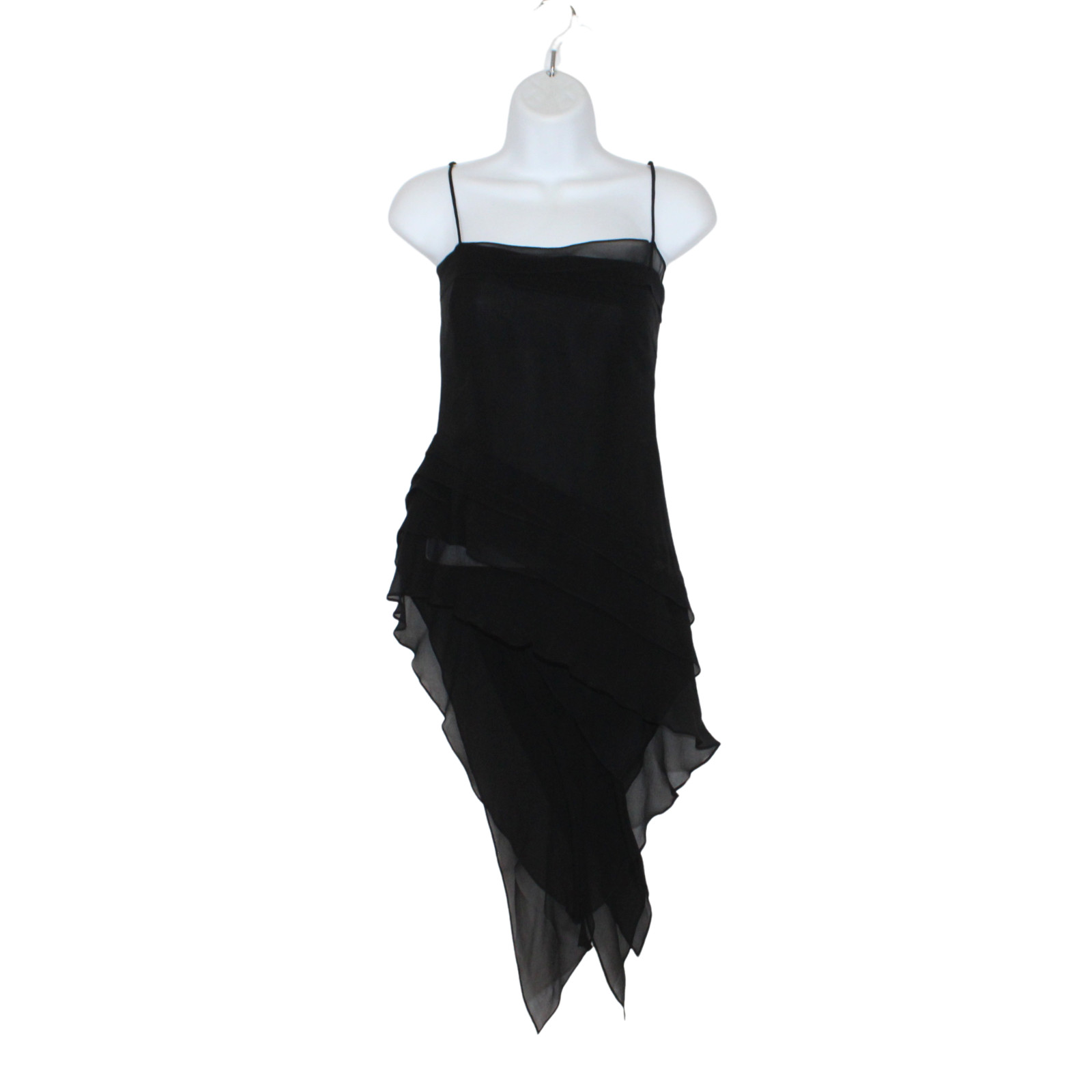 Y2K BCBGMaxazria women’s silk top sleeveless black fairy asymmetrical layered