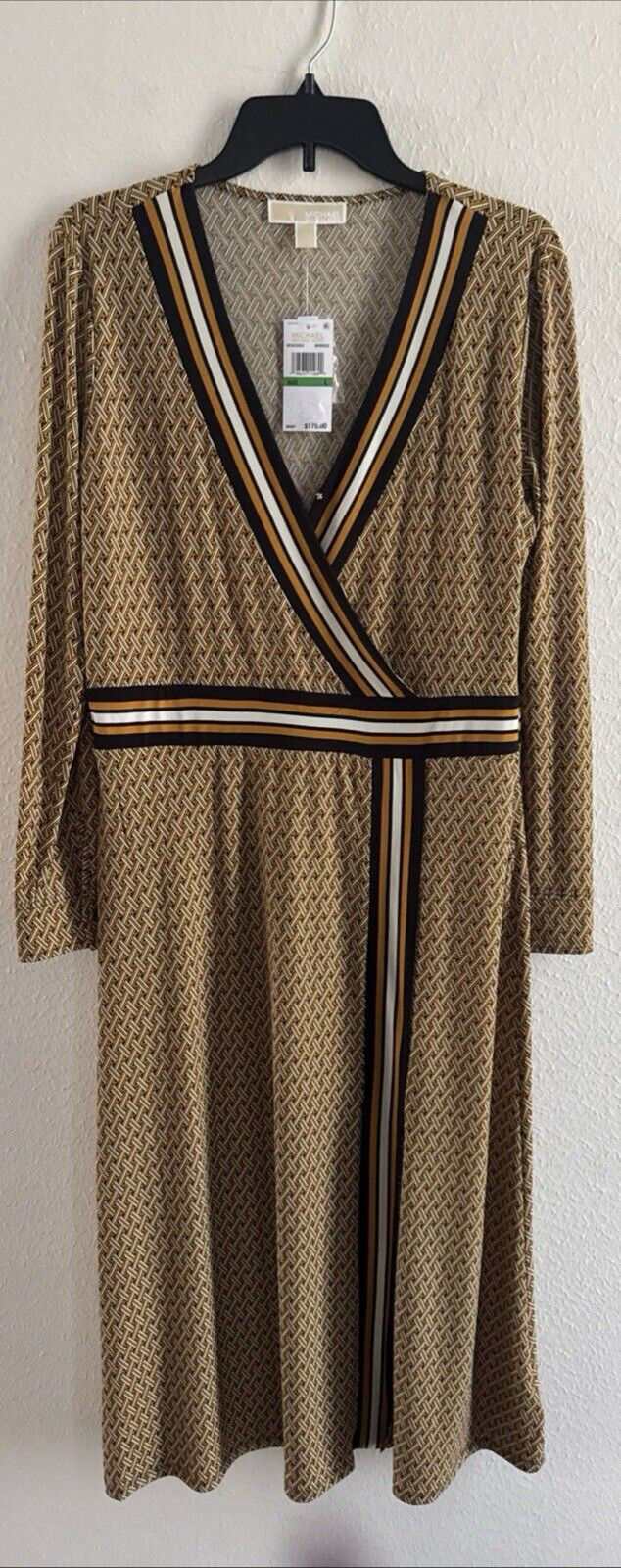 Michael Kors dress Border Print Faux Wrap Dress Marigold logo 2025 collection L