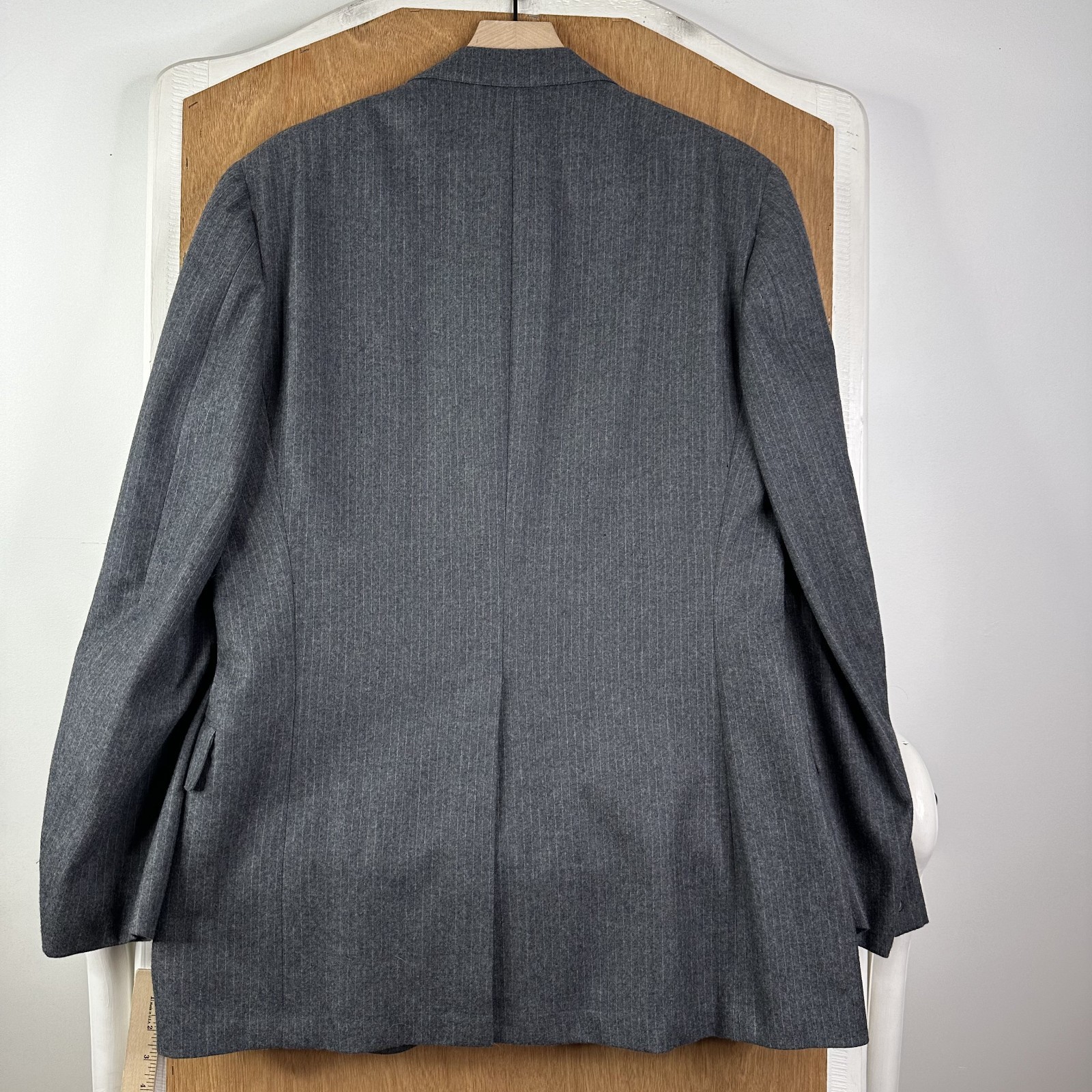VTG Hickey Freeman Suit Mens 42L Gray Pinstripe 3/2 Roll Pants 36×34 flannel