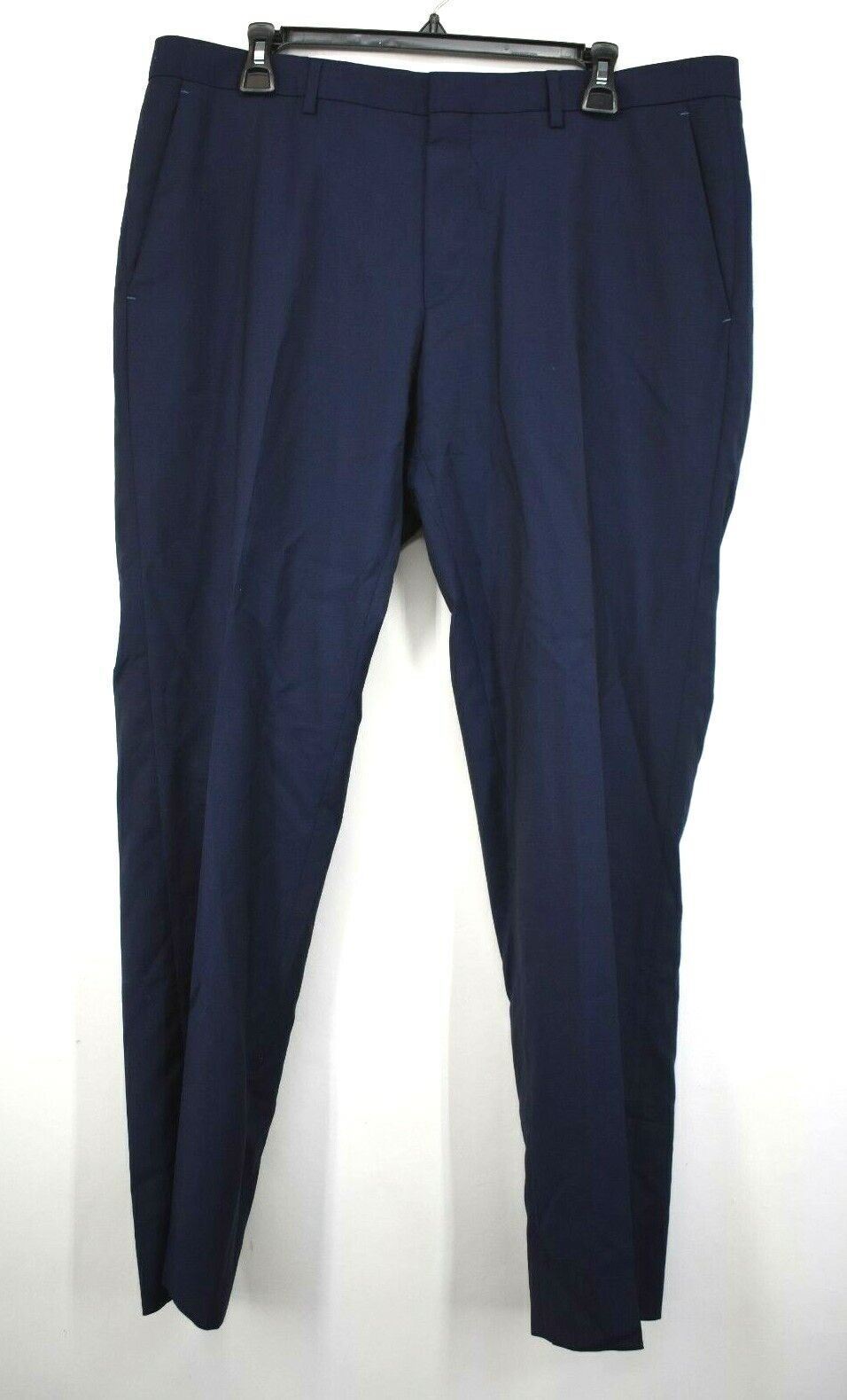 Hugo Boss Mens Genesis Flat Front Solid Wool Trousers Zip Fly Slant Unhemmed 36R
