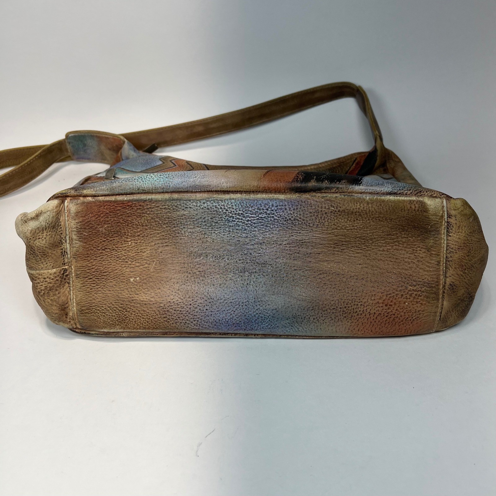 Anuschka Hand Painted Leather Conceal Carry Hobo Abstract Metallic Bag Purse