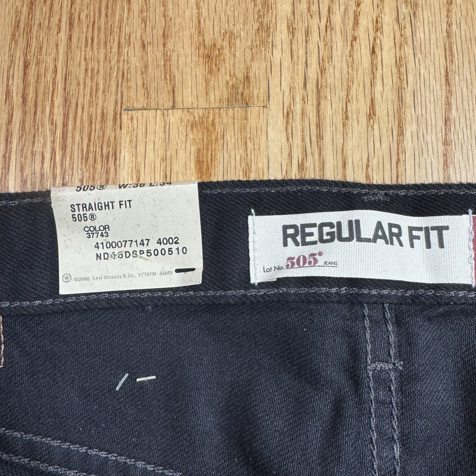 NWT Levis Regular Fit 505 Black Zipper Fly Tagged Sz 36×34