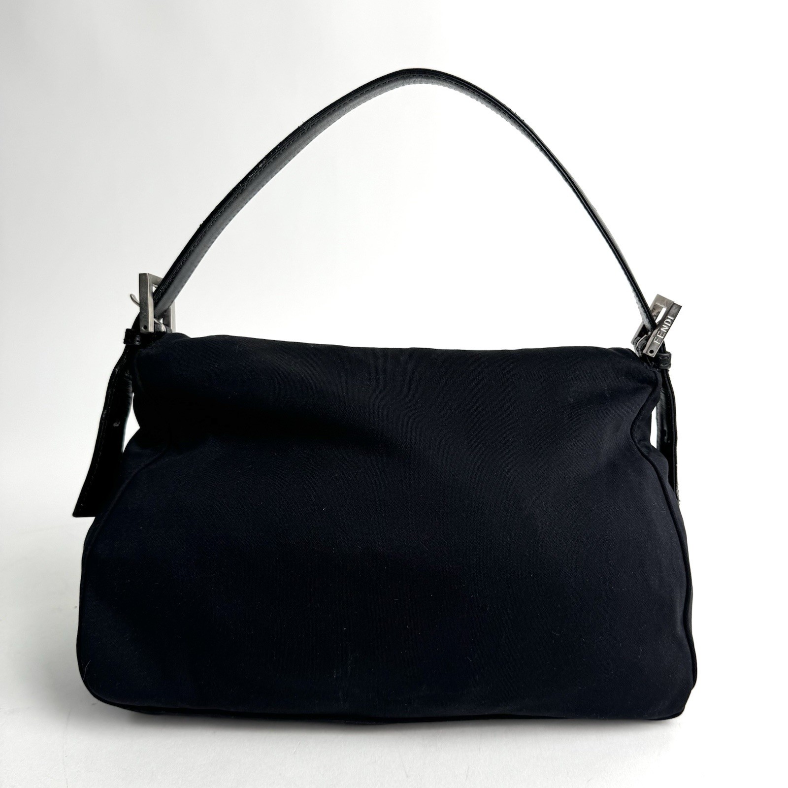 Auth Fendi Cotton Jersey Mamma Baguette FF Logo One Shoulder Bag Black Y2K