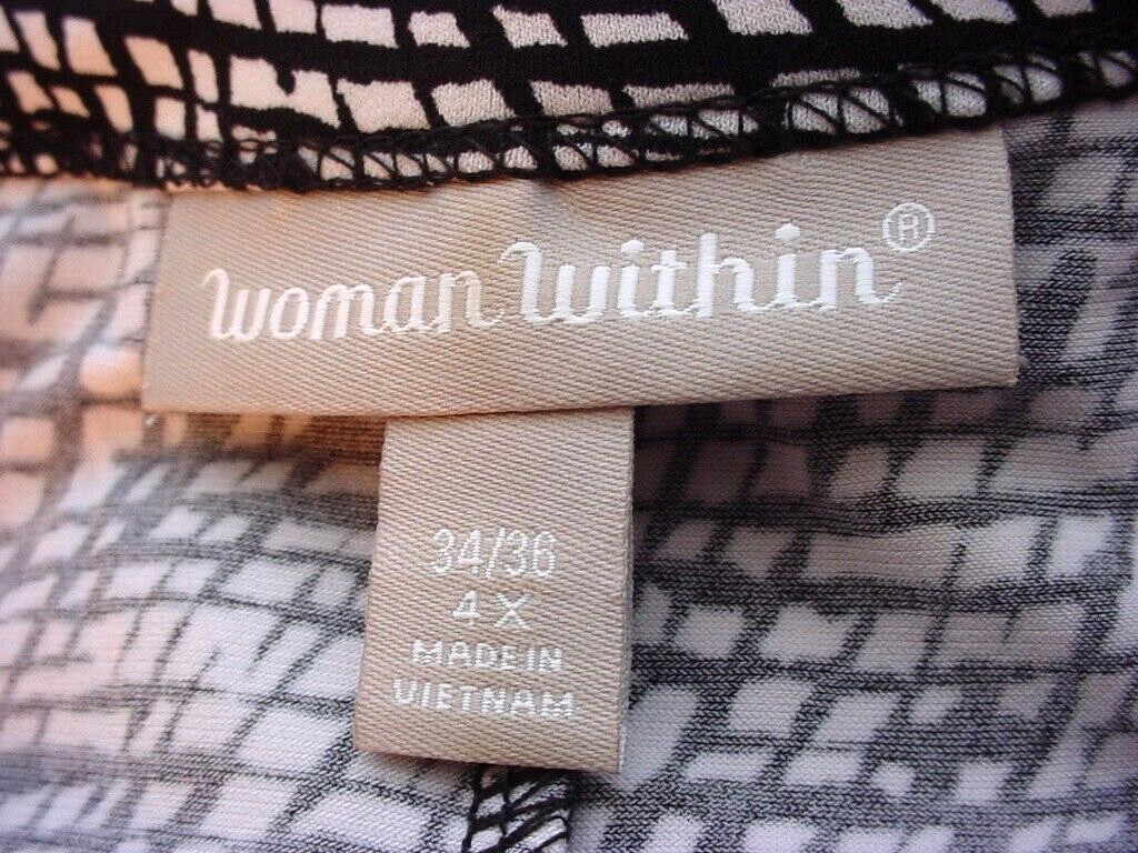 Woman Within Plus Size 4X Top 3/4 Sleeve Stretch Knit Longer Length