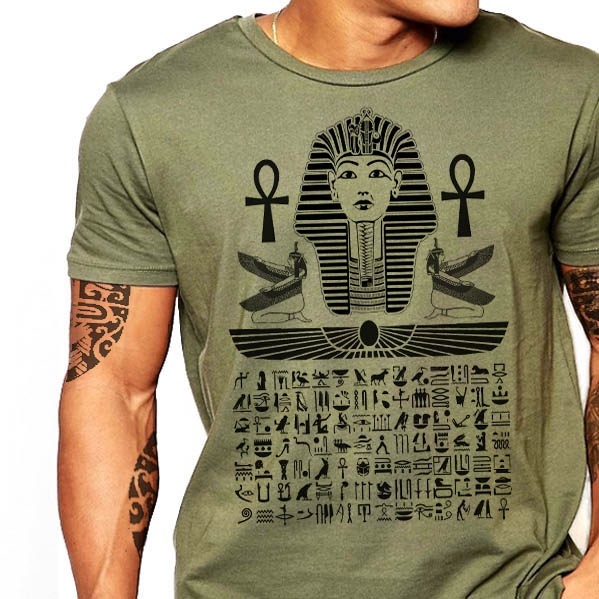 Egyptian T-Shirt Egypt Hieroglyphics Pharaoh Men Cotton Tee Size S-2XL, new