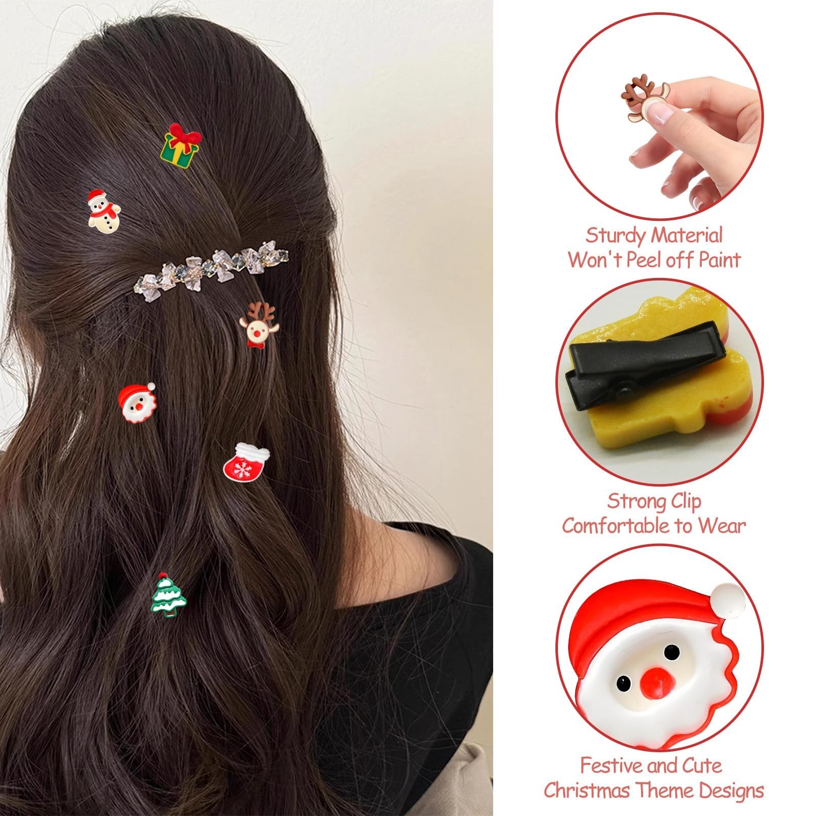 12Pcs Lovely Christmas Hair Clips Christmas Hair Accessories Gifts, Mini Chri…