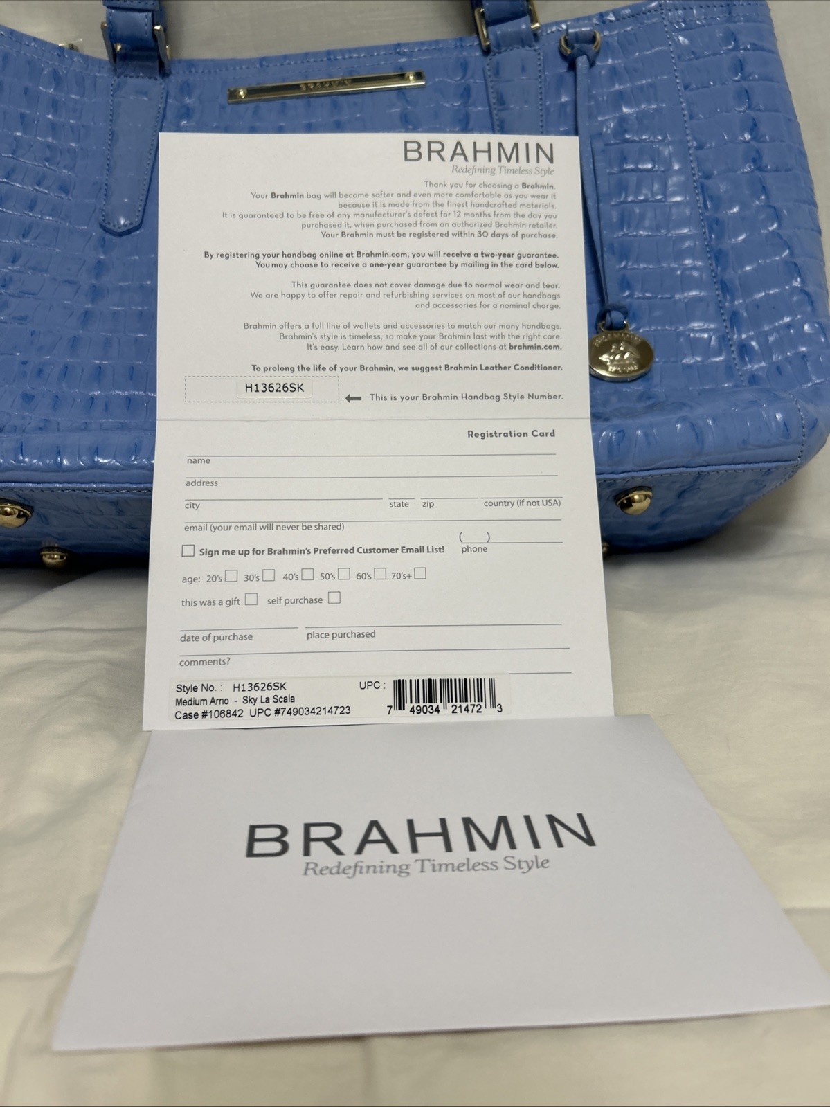 Brahmin Med. Arno Melbourne Gorgeous Bag New W/Tag Style #H13626SK Sky La Scala