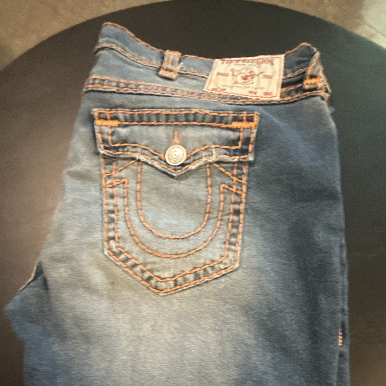 New Men’s True Religion Ricky Super T Blue Medium Wash Denim Shorts Size 46
