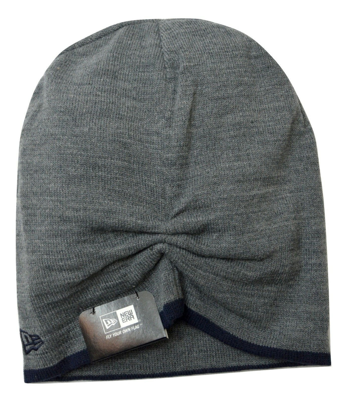 New Era Two Tone Gray & Navy Blue Slouch Edge Knit Winter Hat