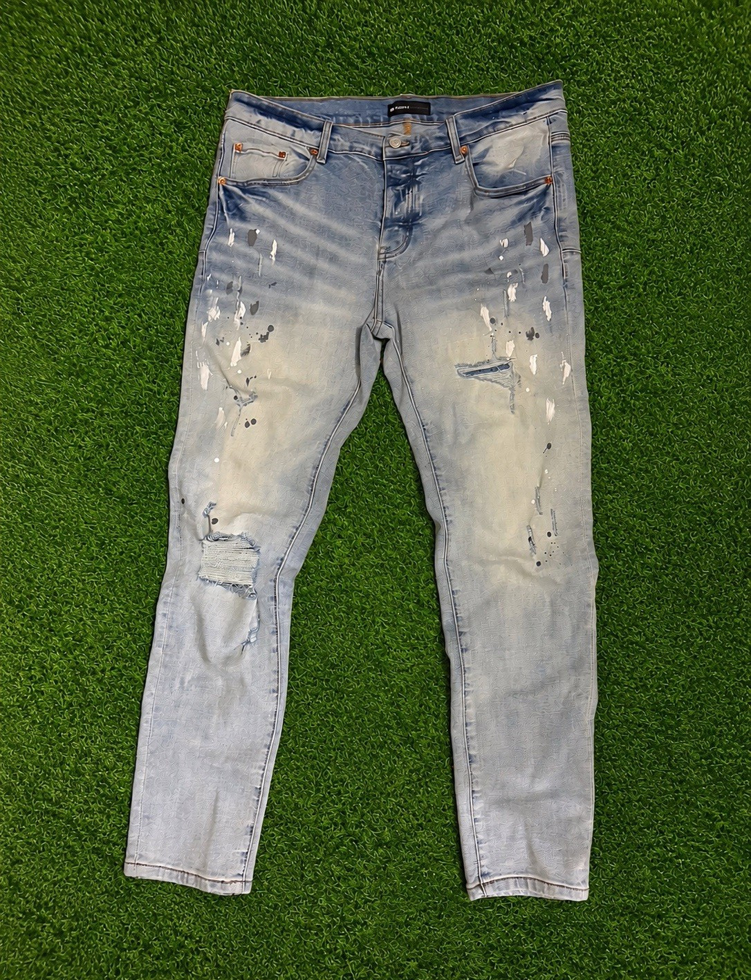 PURPLE BRAND Light Wash Distressed Slim Skinny Denim Jeans Mid Rise 5-Pocket