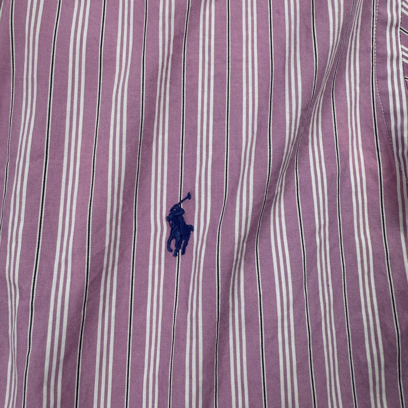Ralph Lauren Shirt Mens Large Pink Stripe Custom Fit Button Down Long Sleeve