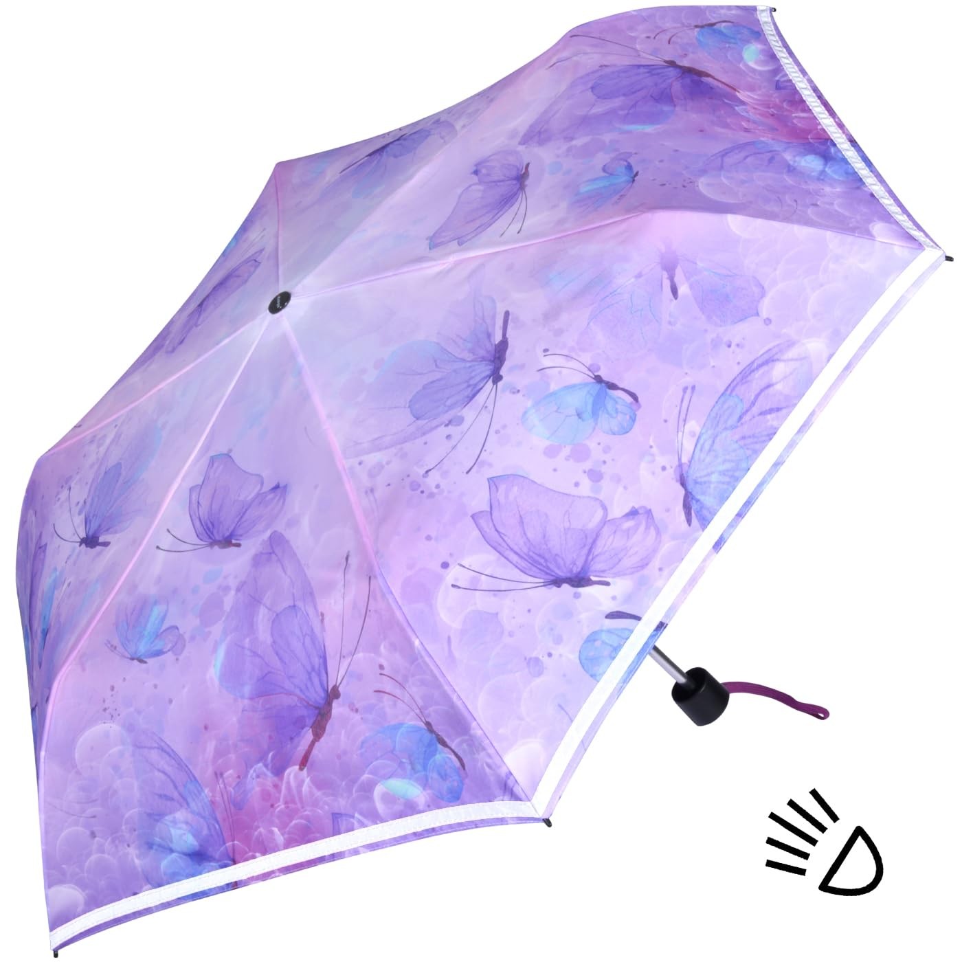 Children’s pocket umbrella 4 kids reflective with reflective trim butterfly