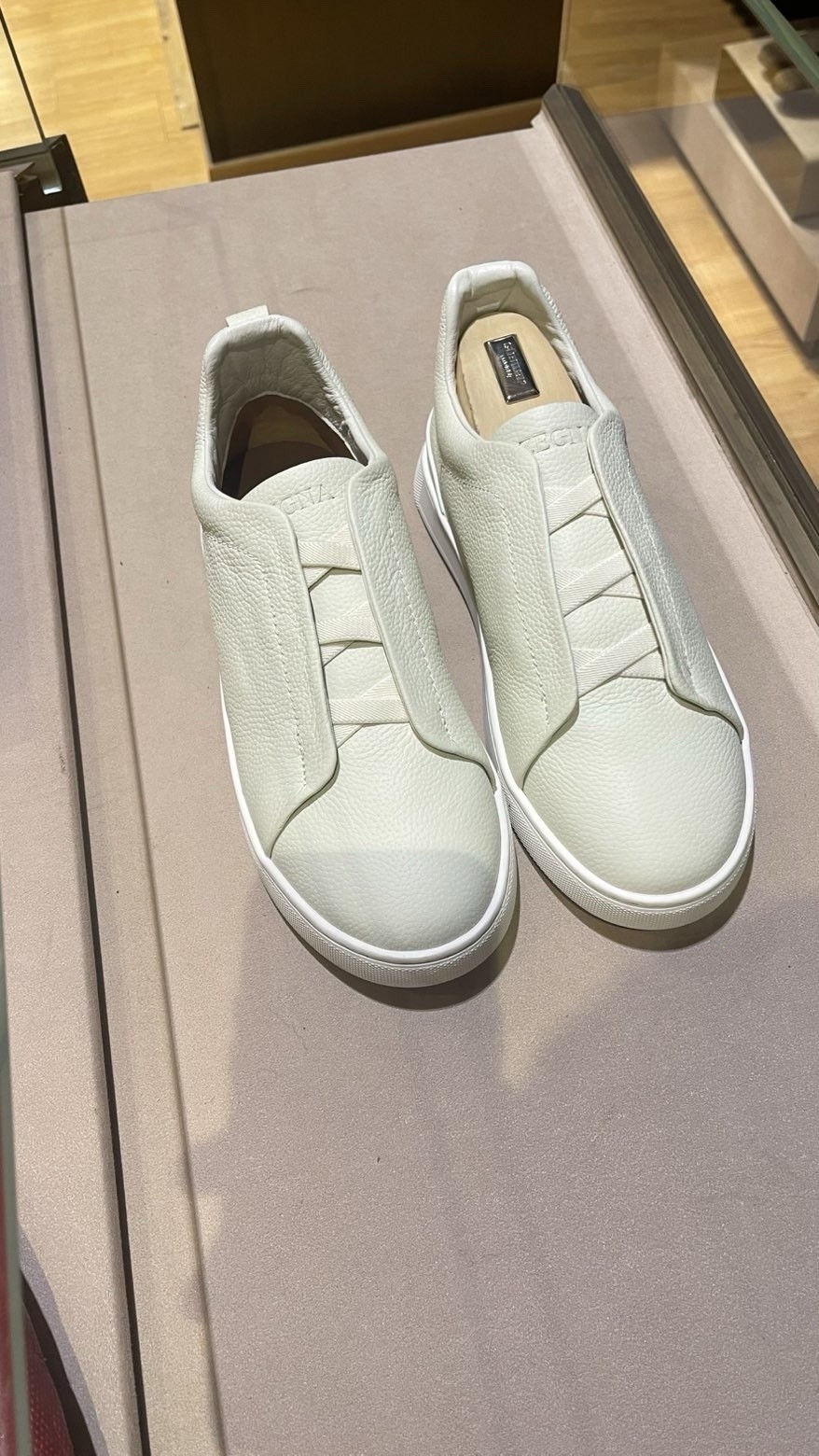 ZEGNA Triple Stitch White Leather Sneakers EU 42 UK 7 US 8 — New, Made in Italy